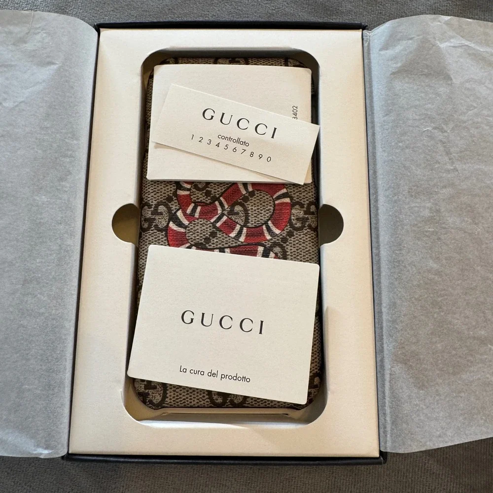 Gucci iPhone 7/8 Case Brown GG Supreme Kingsnake Luxury Designer Cover Italy